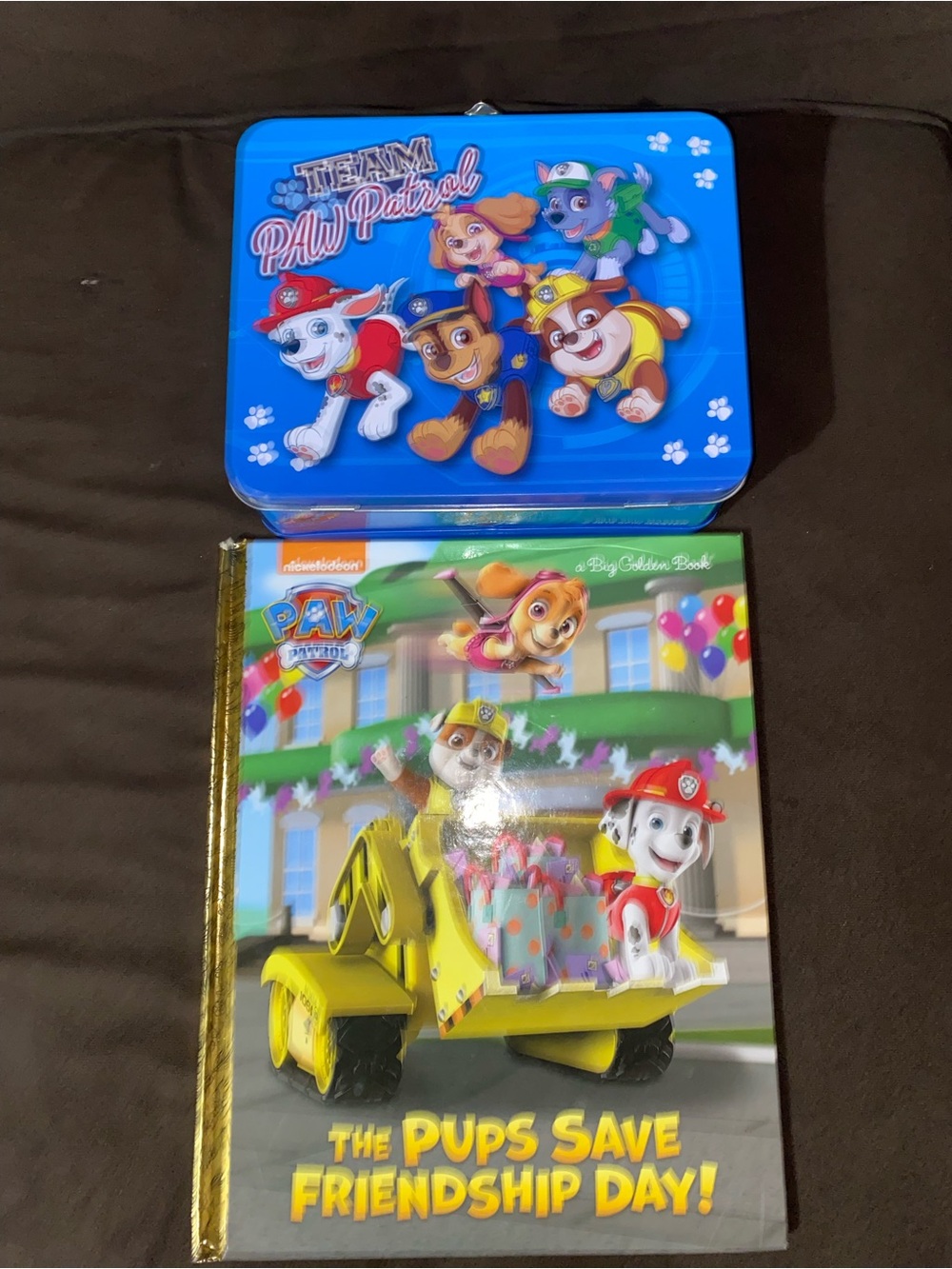 Paw Patrol Blue Tin Lunchbox with Colorful Storybook